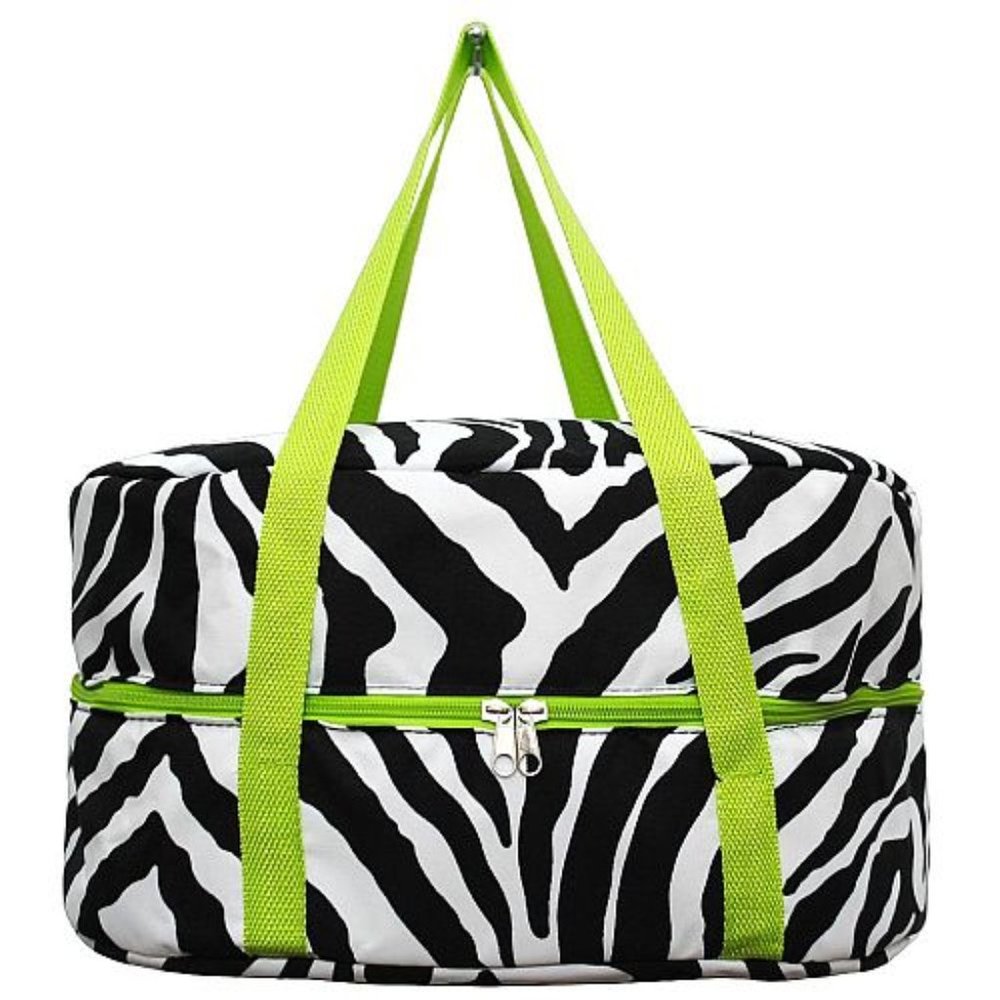 Green Zebra Print Crock Pot or Dessert Carrier